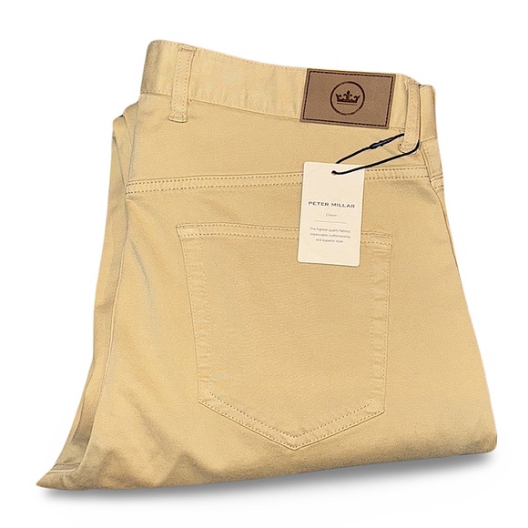 Peter Millar Ultimate 5-Pocket Straight Leg Sateen Pants Beige / Khaki - Picture 2 of 14